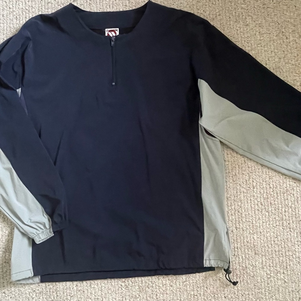 BASEBALL WORTH Men’s Coaches Baseball Long Sleeve Jacket Navy Blue Gray L